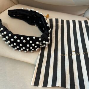 Lele Sadoughi Black and White Pearl Headband